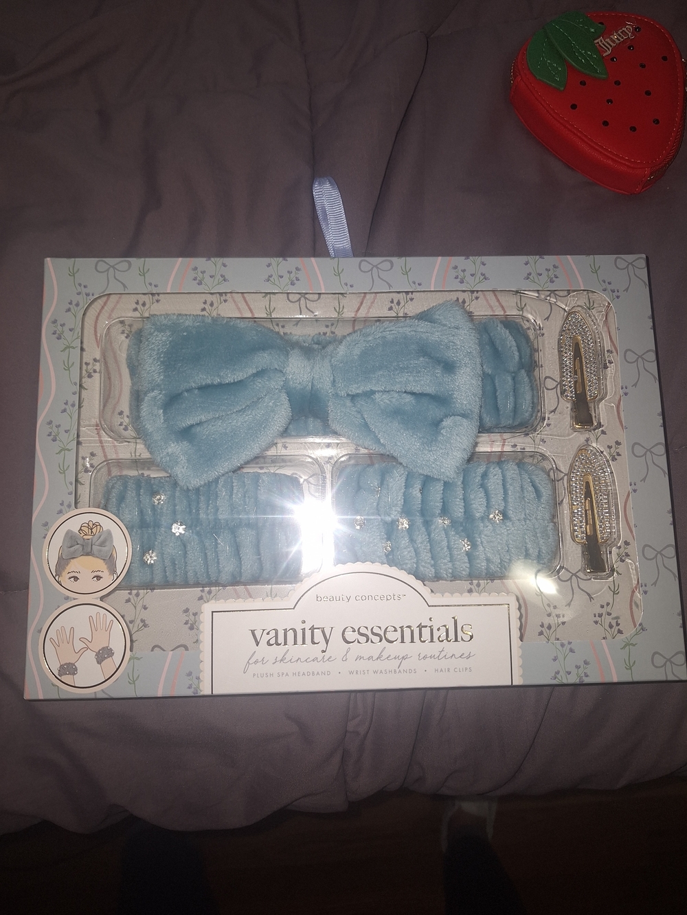 Beauty Concepts Vanity Essentials Light Blue Spa Headband & Wrist Wrap Set